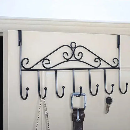 Door Hanger with 7 Hooks Over The Door Hooks,Overdoor Towel Rack,Metal Heavy-Duty Door Hanger Hook Storage Organizer for Hanging