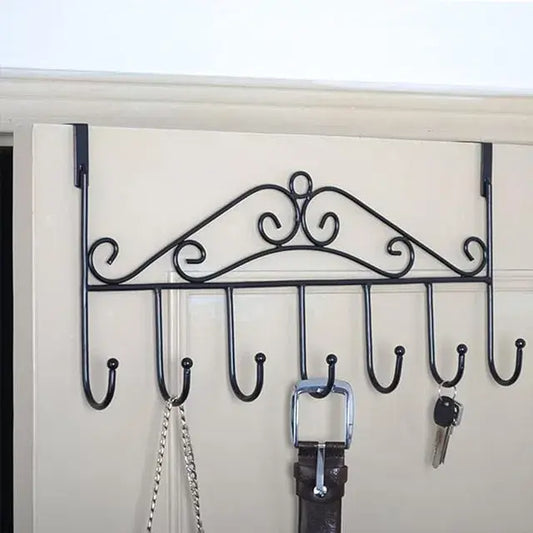 Door Hanger with 7 Hooks Over The Door Hooks,Overdoor Towel Rack,Metal Heavy-Duty Door Hanger Hook Storage Organizer for Hanging